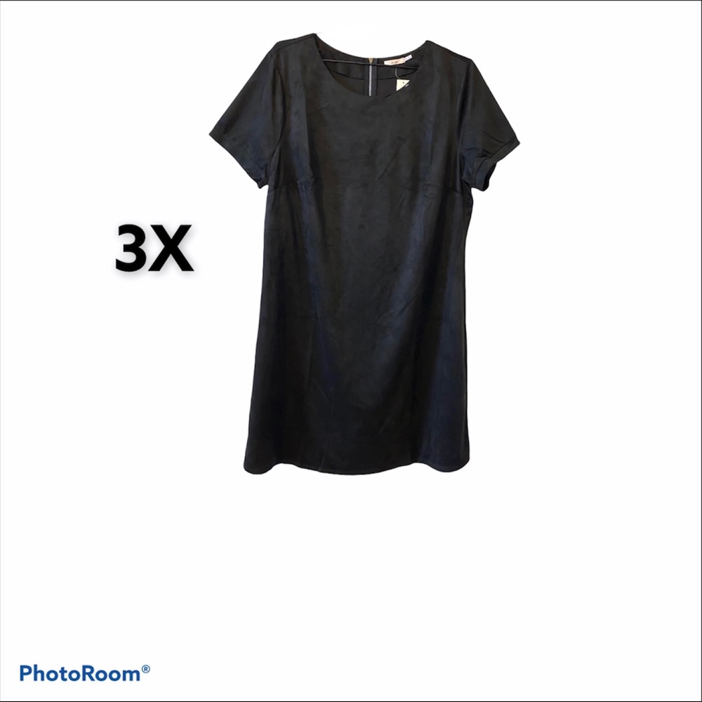 3X Francesca’s women’s black Dress  Black Shift knee length short sleeve cute